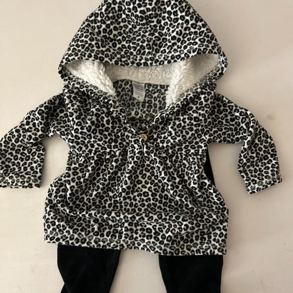 GIRLS 18M MATCHING OUTFIT LONG SLEEVE SHIRT WITH BLACK STRETCH PANTS